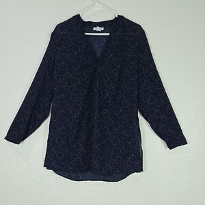 3/$15 JG Hook - Women's Blue Sheer Long Sleeve Blouse Plus Size 14W
